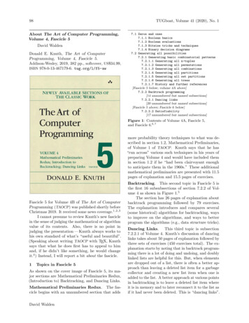 About The Art Of Computer Programming, Volume 4, Fascicle 5