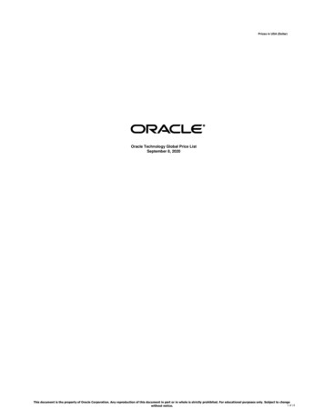 Oracle Technology Global Price List - September 8, 2020