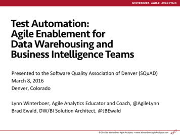 Test Automation: Agile Enablement For Data Warehousing And .