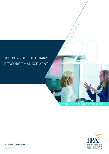 THE PRACTICE OF HUMAN RESOURCE MANAGEMENT