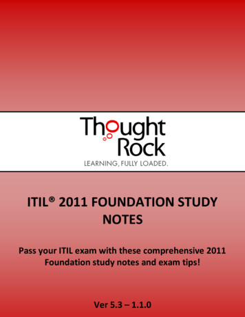 ITIL 2011 FOUNDATION STUDY NOTES