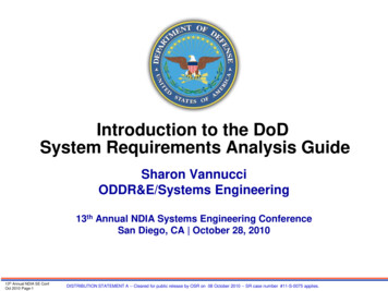Introduction To The DoD System Requirements Analysis Guide