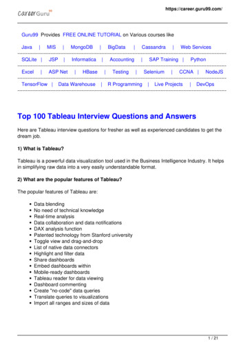 Top 100 Tableau Interview Questions And Answers