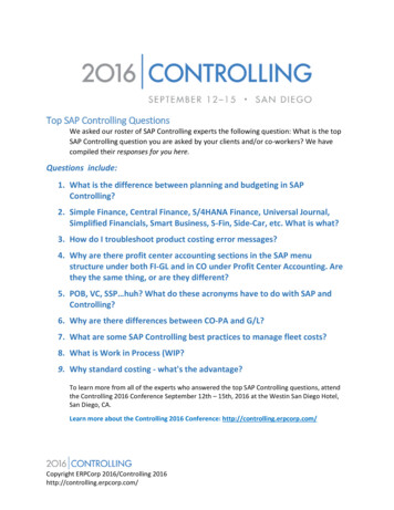 Top SAP Controlling Questions - SAP Consulting SAP .