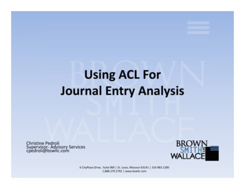 Using ACL For JE Analysis - St. Louis ACL