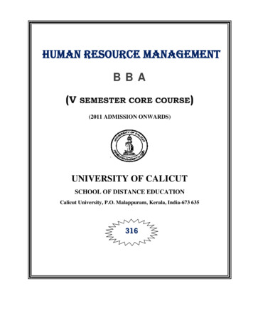 HUMAN RESOURCE MANAGEMENT - University Of Calicut