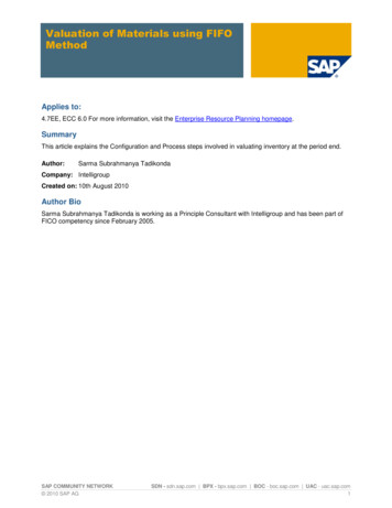Valuation Of Materials Using FIFO Method - SAP