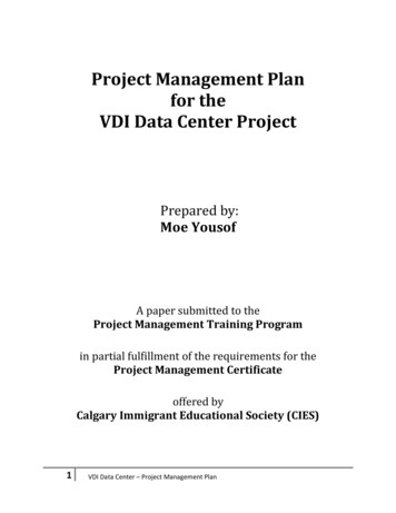 Project Management Plan For The VDI Data Center Project