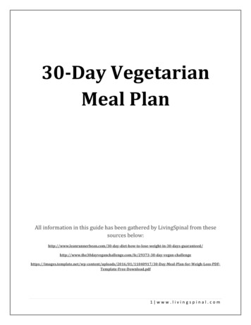 30-Day Vegetarian Meal Plan - Living Spinal