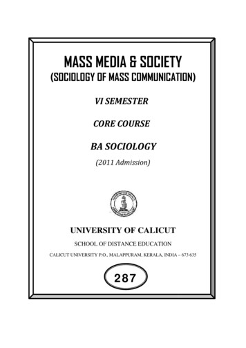 Sociology Of Mass Communication - University Of Calicut