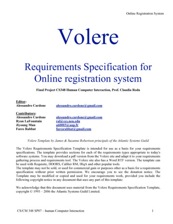 Requirements Specification For Online Registration System