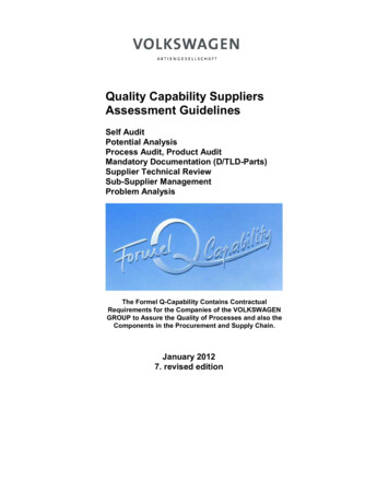 Quality Capability Suppliers Assessment Guidelines