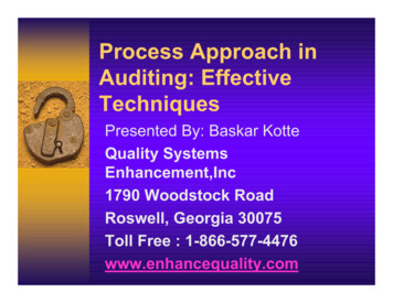 Presentation: Process Approach In Auditing: Effective .