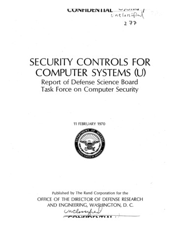 SECURITY CONTROLS FOR COMPUTER SYSTEMS (U)