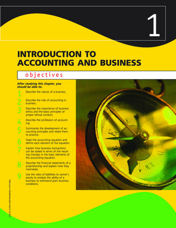 INTRODUCTION TO ACCOUNTING AND BUSINESS