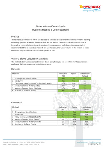 Water Volume Calculations In Systems