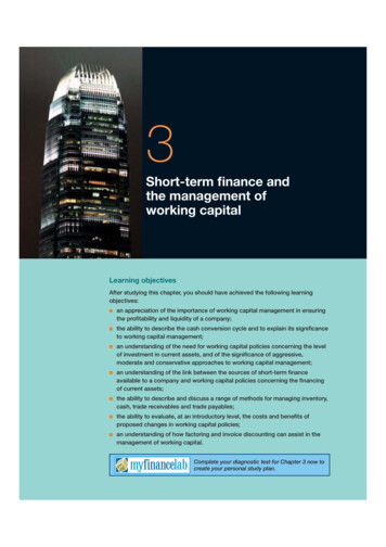 Short-term ﬁnance And The Management Of Working Capital