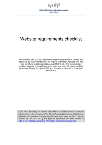 Departments - Website Requirements Checklist