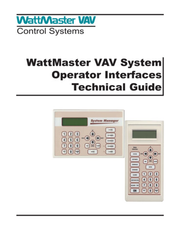WattMaster VAV System Operator Interfaces Technical Guide