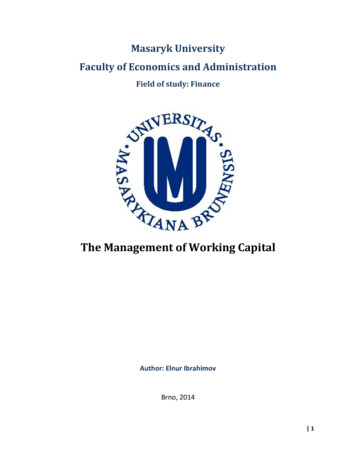 The Management Of Working Capital - Masaryk University