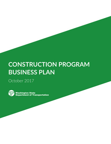 WSDOT Construction Program Business Plan