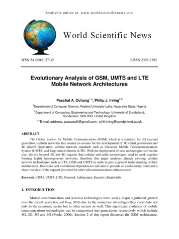 Evolutionary Analysis Of GSM, UMTS And LTE Mobile Network .