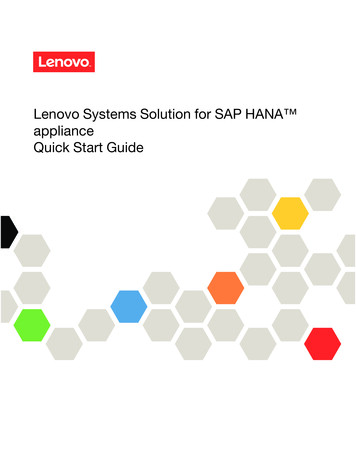 Lenovo Systems Solution For SAP HANA Appliance Quick .