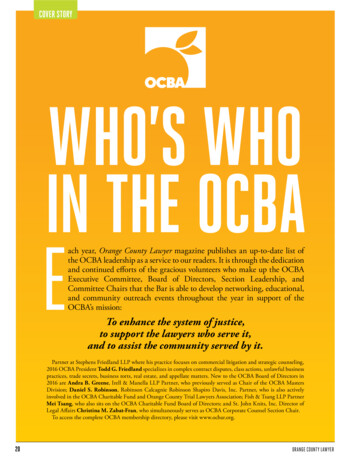 Cover Story Who’s Who In The OCBA E