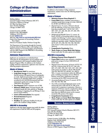 College Of Business Administration - Catalog.webhost.uic.edu