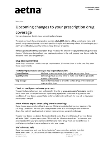 March, 2015 Upcoming Changes To Your Prescription Drug .