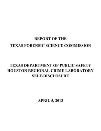 REPORT OF THE TEXAS FORENSIC SCIENCE COMMISSION 