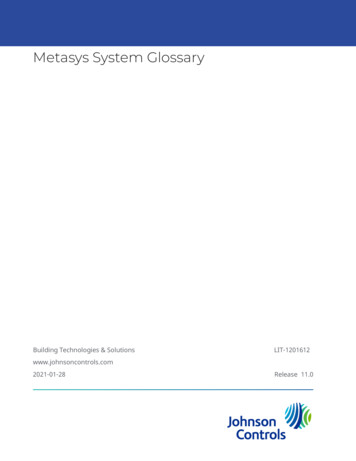Metasys System Glossary - Johnson Controls