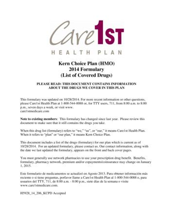 Kern Choice Plan (HMO) 2014 Formulary (List Of Covered Drugs)