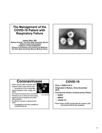 The Management Of The COVID-19 Patient With Respiratory .