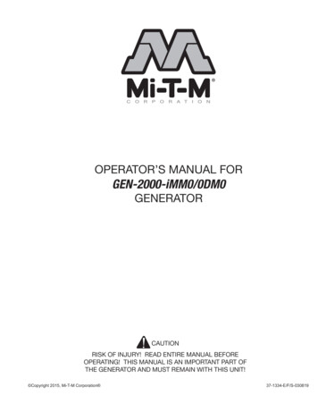 OPERATOR’S MANUAL FOR GEN-2000-iMM0/0DM0 - Mi-T-M