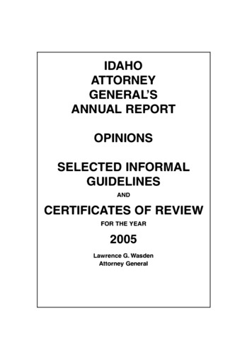IDAHO ATTORNEY GENERAL'S ANNUAL REPORT OPINIONS 