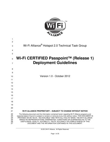 Wi-Fi CERTIFIED Passpoint (Release 1) Deployment 