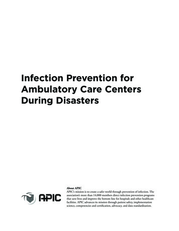 Infection Prevention For Ambulatory Care Centers During .