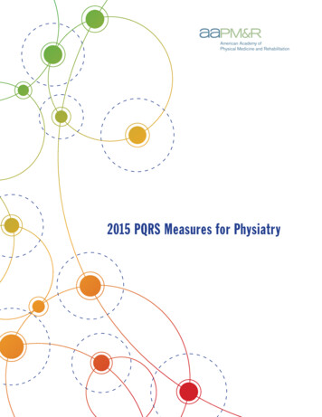 2015 PQRS Measures For Physiatry - AAPM&R