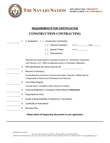 CONSTRUCTION CONTRACTING - Navajo Business