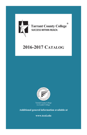 2015-2016 Catalog 11864P2 - Tarrant County College