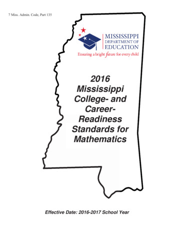 2016 Mississippi College- And Career- Readiness Standards .