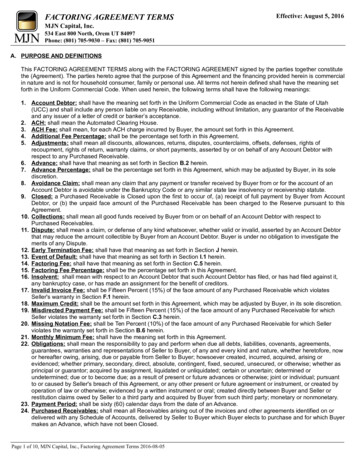Factoring Agreement Terms - MJN Services, Inc.