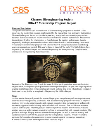 Clemson Bioengineering Society 2016-17 Mentorship 
