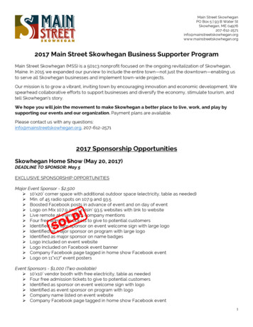 2017 Main Street Skowhegan Business Supporter Program