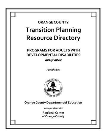 ORANGE COUNTY Transition Planning Resource Directory