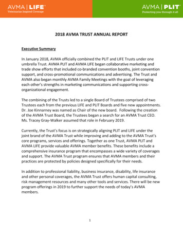 2018 AVMA TRUST ANNUAL REPORT