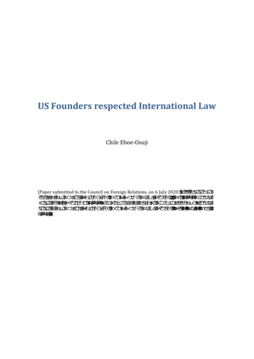 US Founders Respected International Law - ICC - CPI