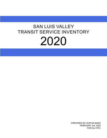 SAN LUIS VALLEY TRANSIT SERVICE INVENTORY 2020