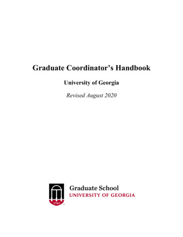 Graduate Coordinator’s Handbook - UGA Graduate School